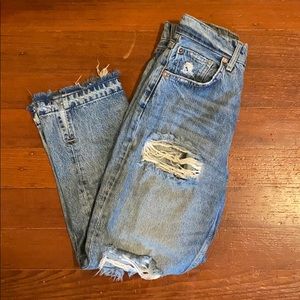 Free people distressed high rise denim jeans
